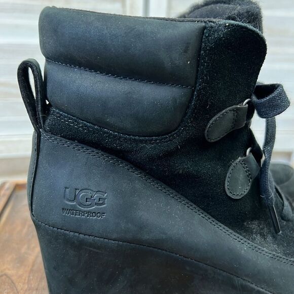 Ugg Valory Leather & Suede Wedge Ankle Boot Bootie 8.5 - Picture 5 of 14